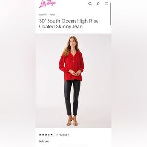 Lilly Pulitzer 30" South Ocean High Rise Coated Skinny Jean